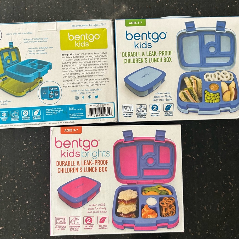 New in box Kids Brights Bento lunch boxes (set of 3)